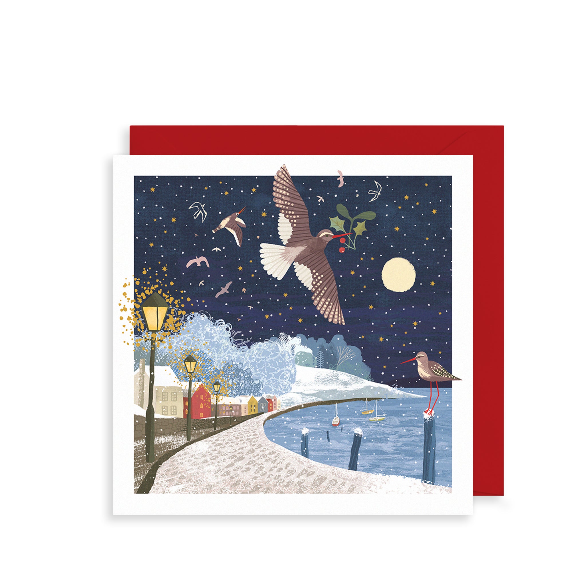 Winter Coastal Town Christmas Card