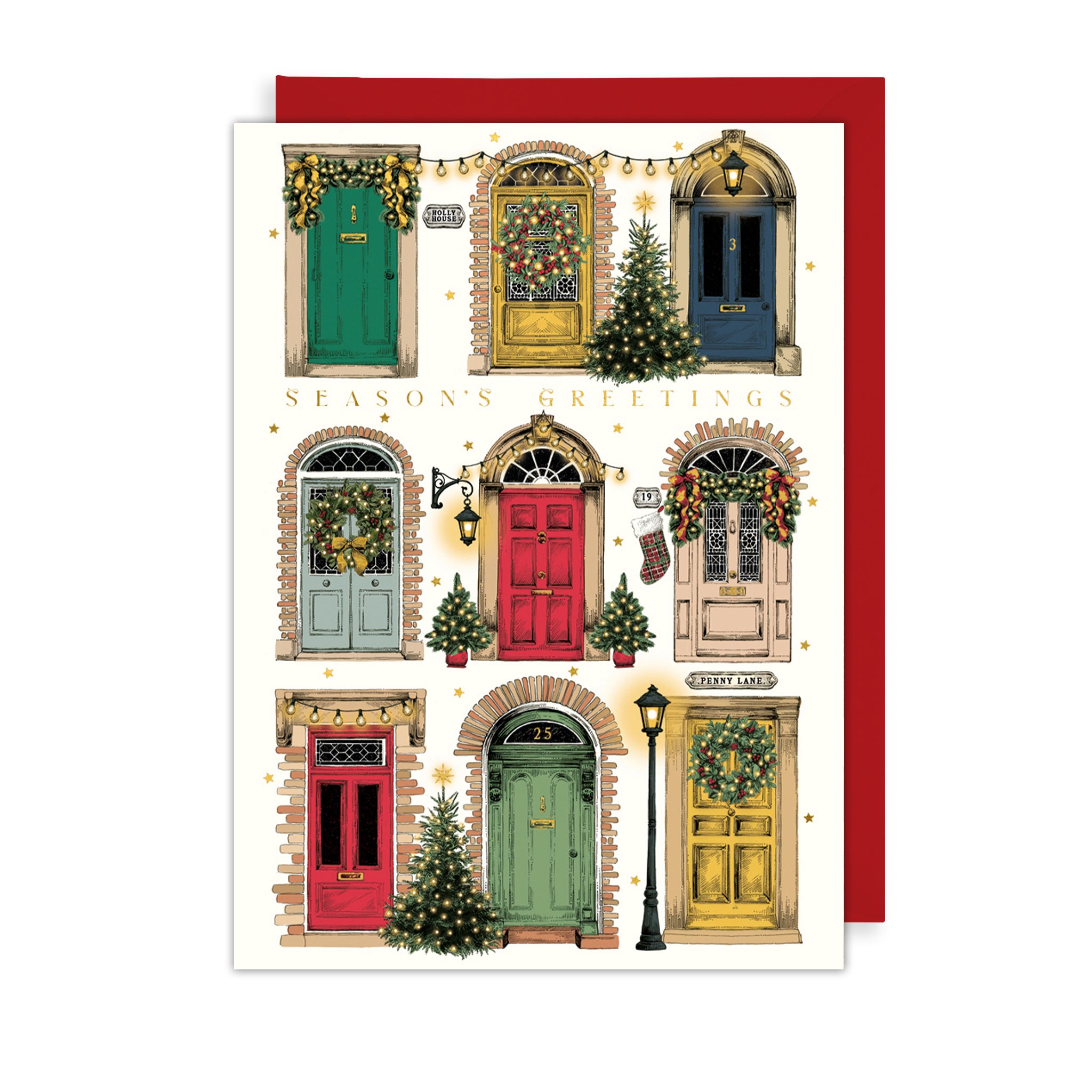 Festive Doors Christmas Card