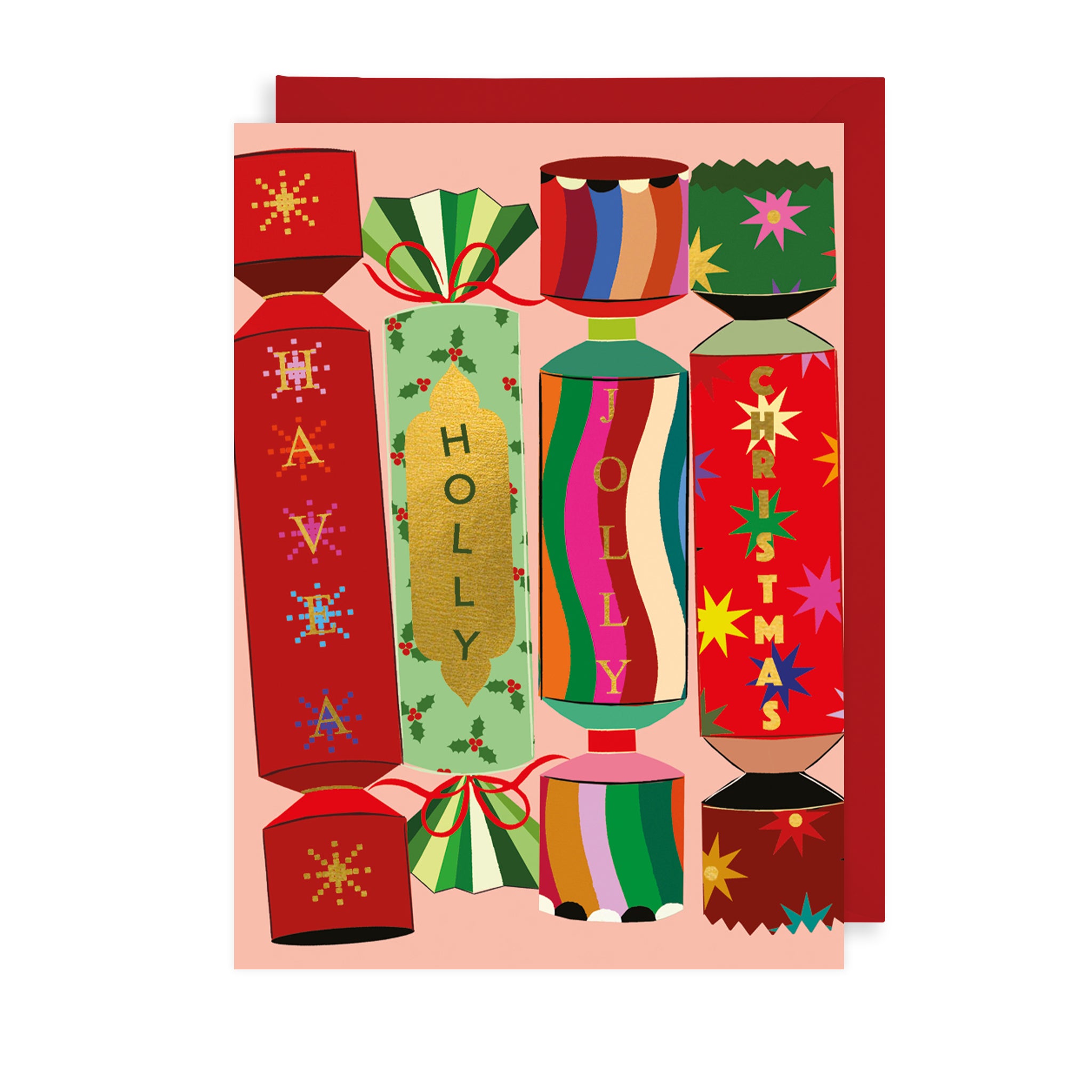 Jolly Christmas Crackers Single Christmas Card