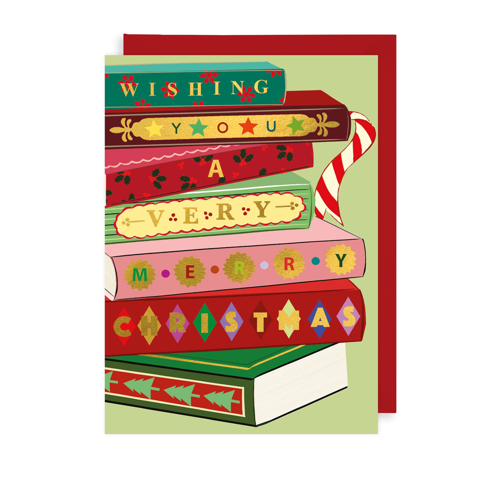 Book Stack Single Christmas Card