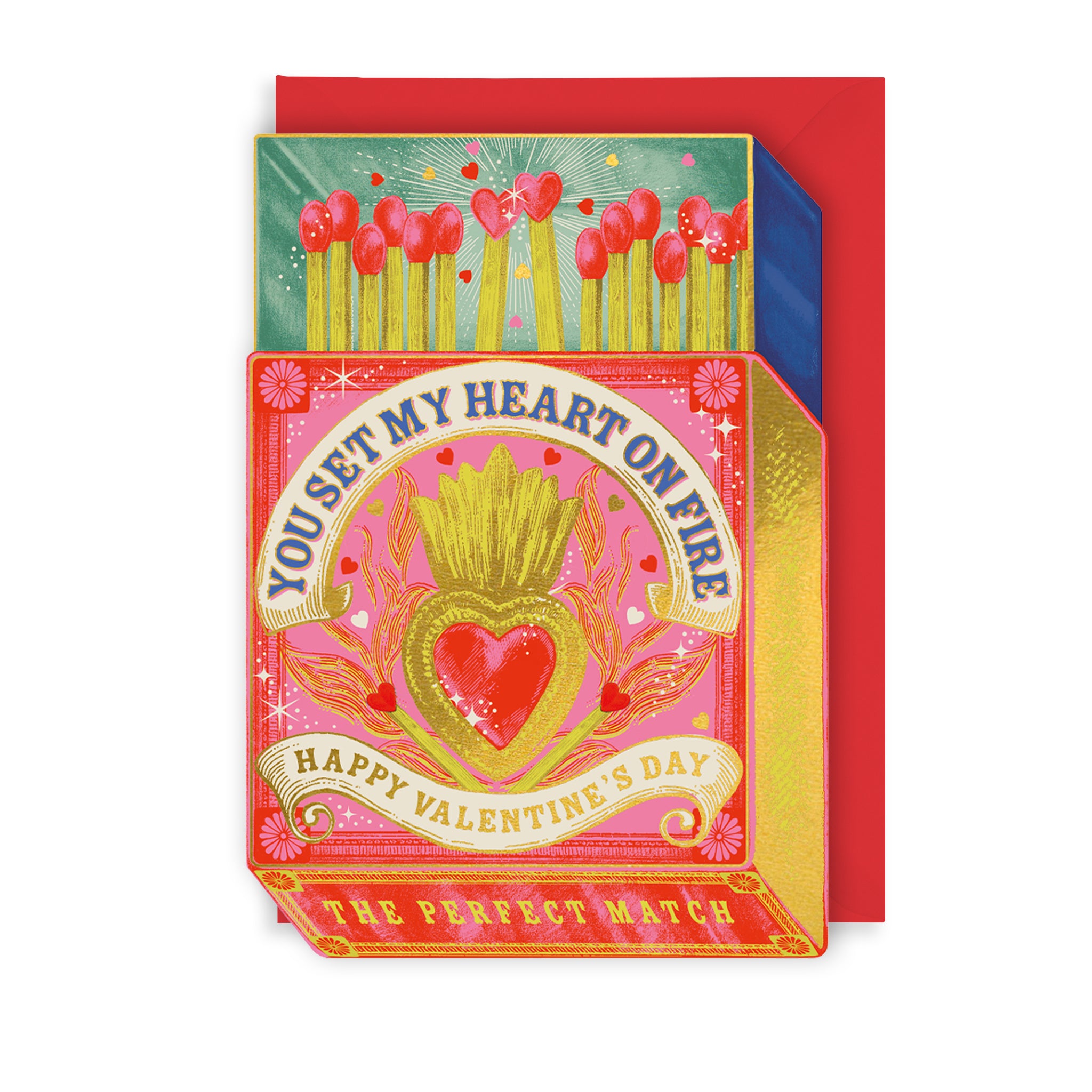 Heart On Fire Valentine's Day Card