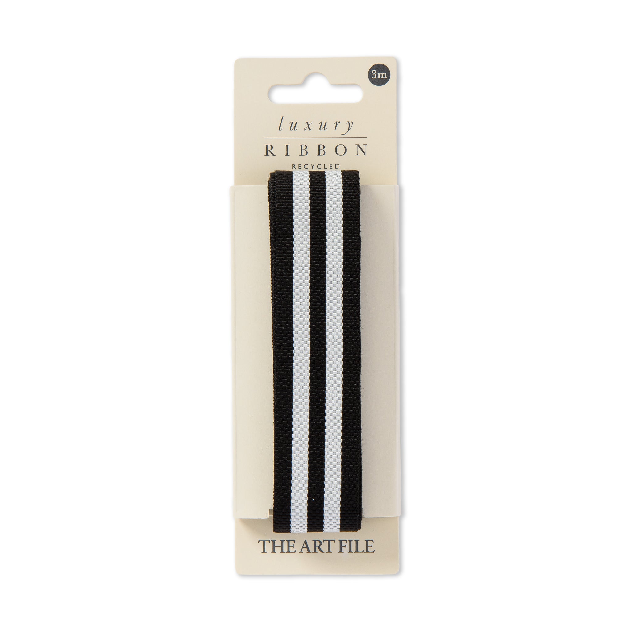 Black and White 3m Striped Ribbon