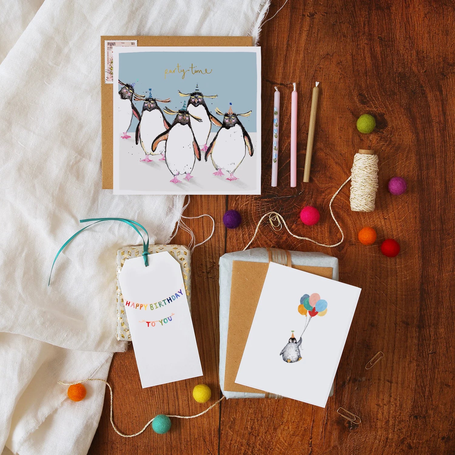 Penguins Happy Birthday Card