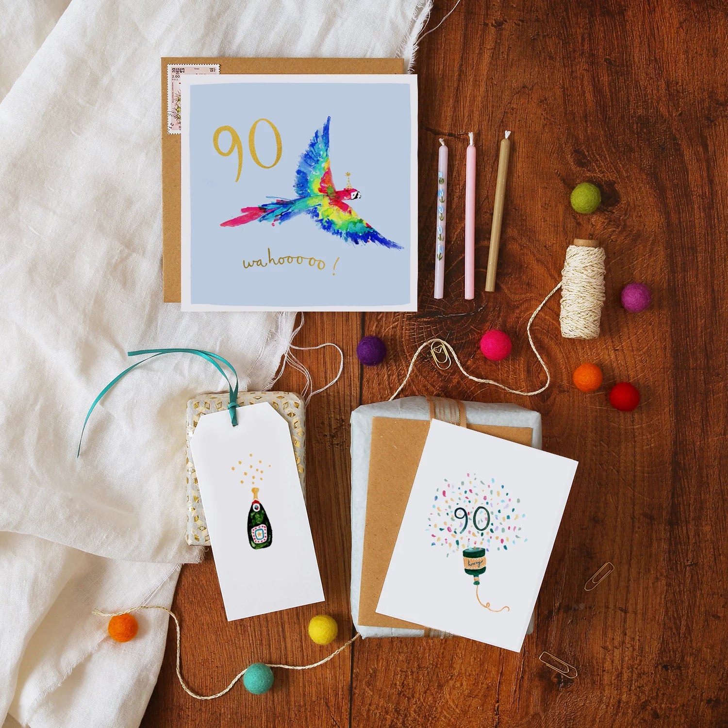Macaw 90th Birthday Card