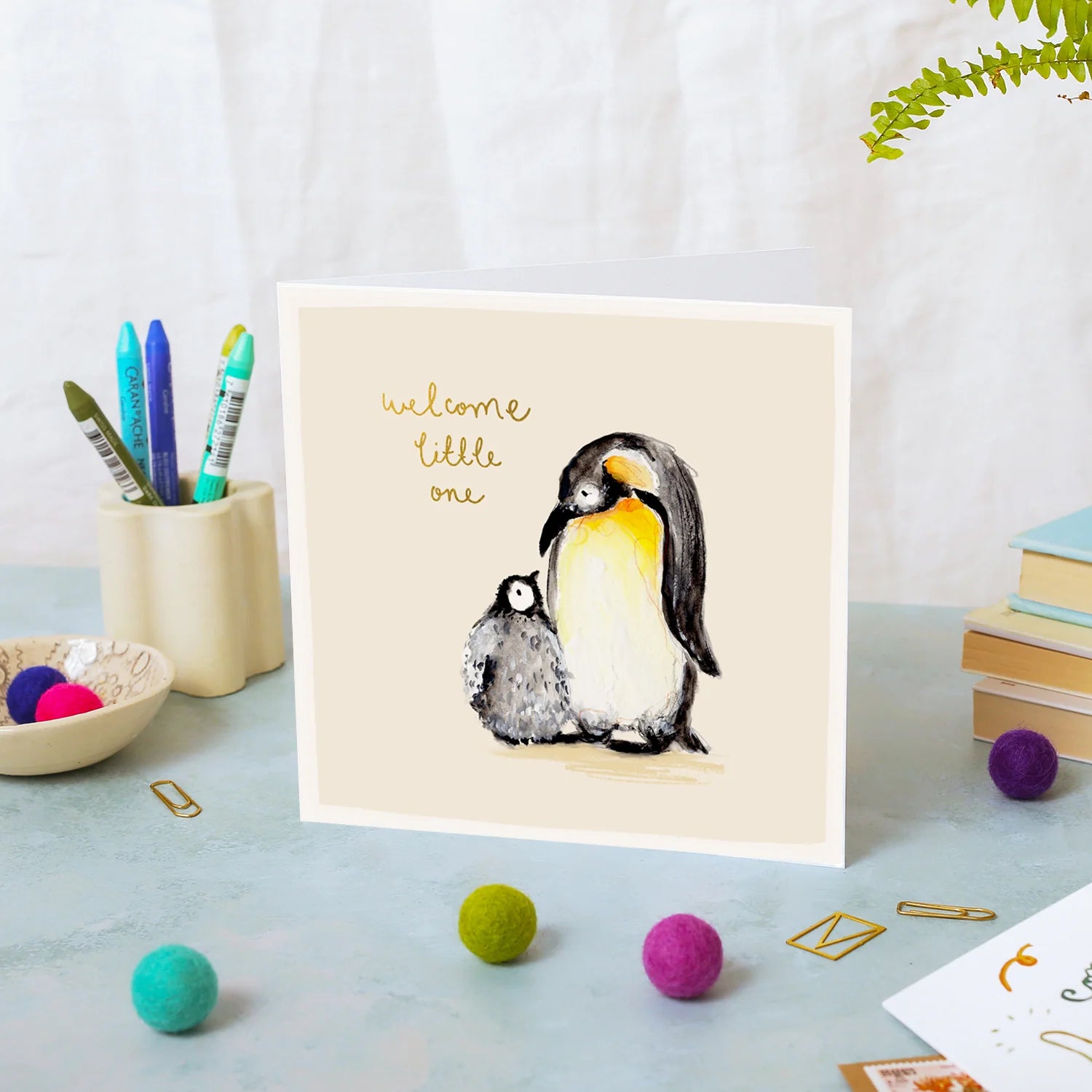 Penguins Welcome Little One Baby Card