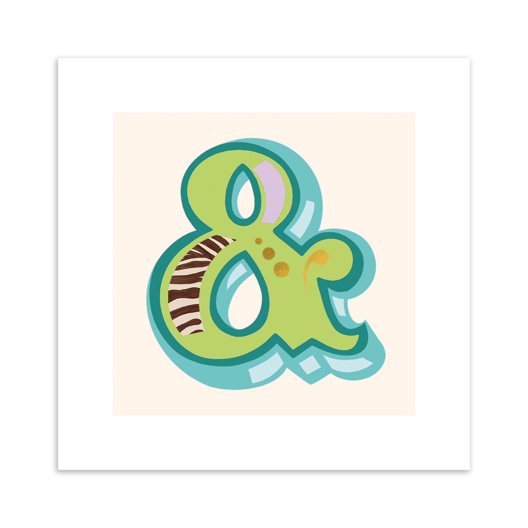 Colourful ampersand symbol on a beige background.