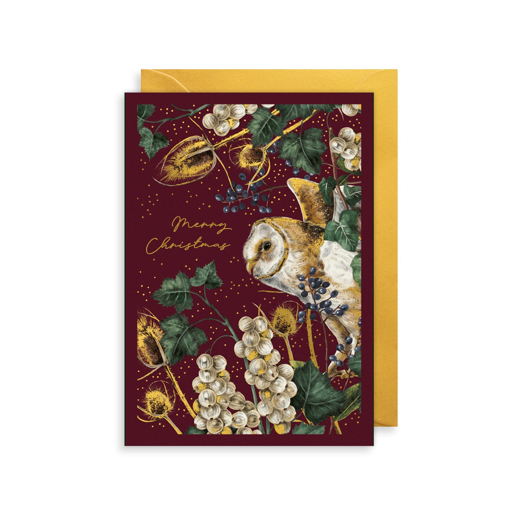 Burgundy Owl Christmas Card
