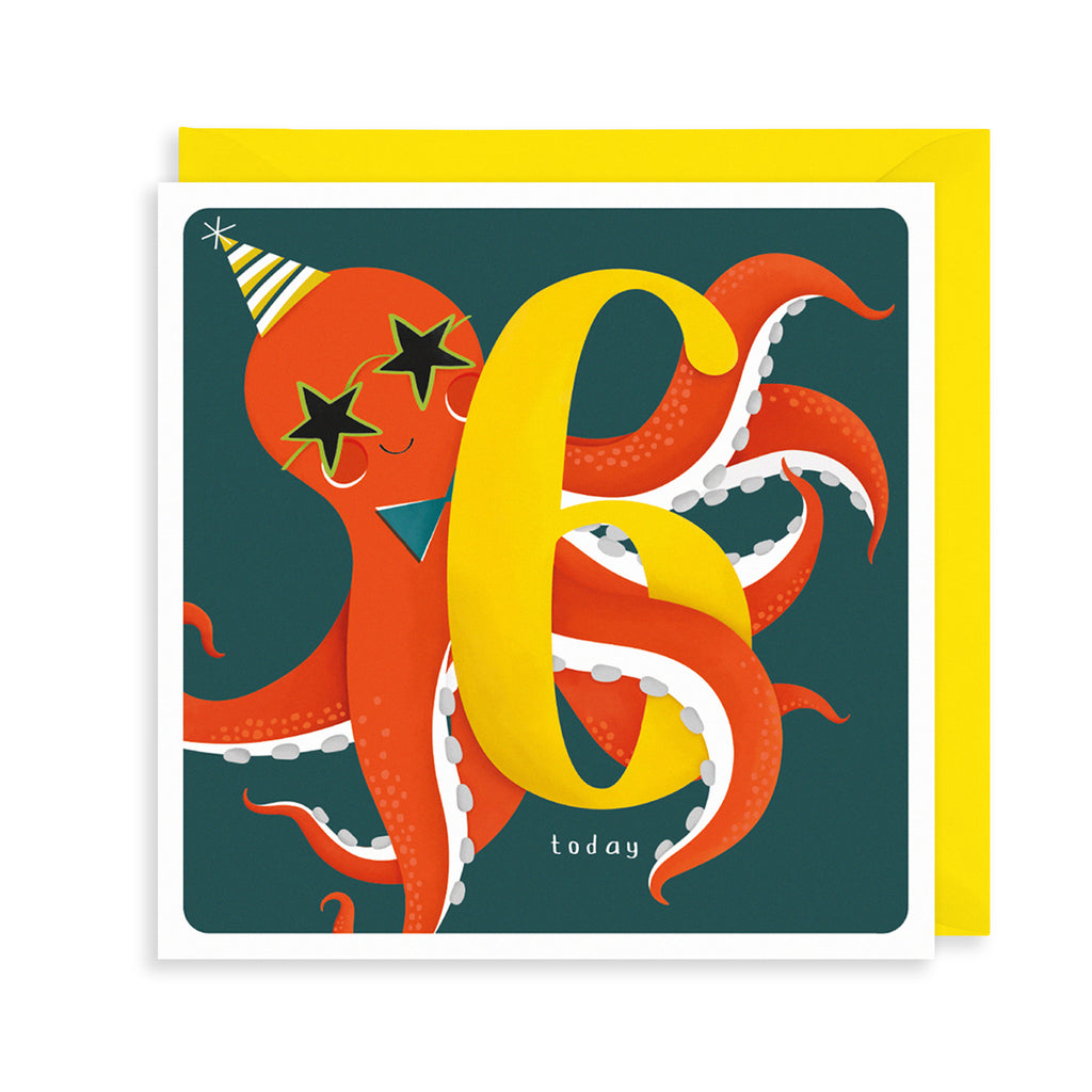 6th Birthday, Octopus Greetings Card The Art File