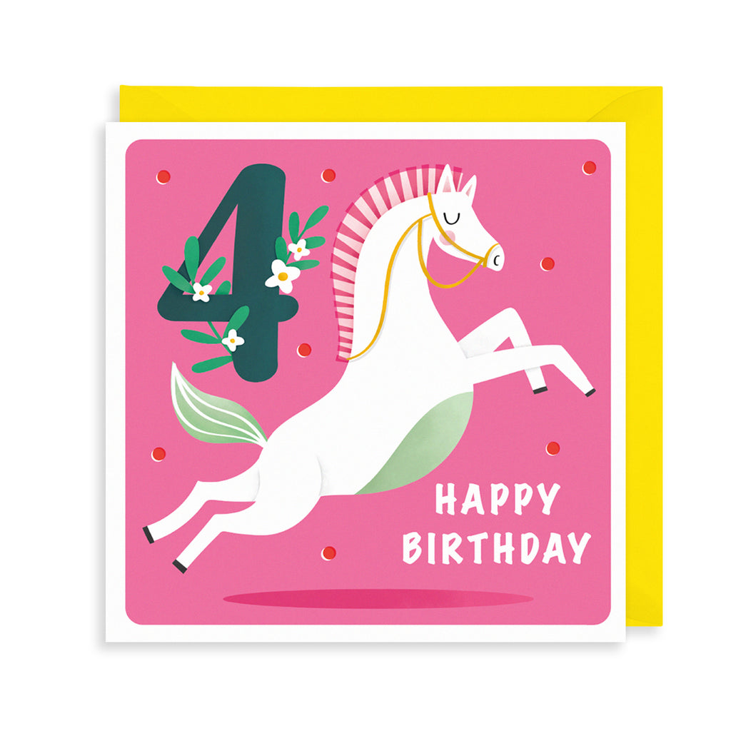 4th Birthday, Horse Greetings Card The Art File